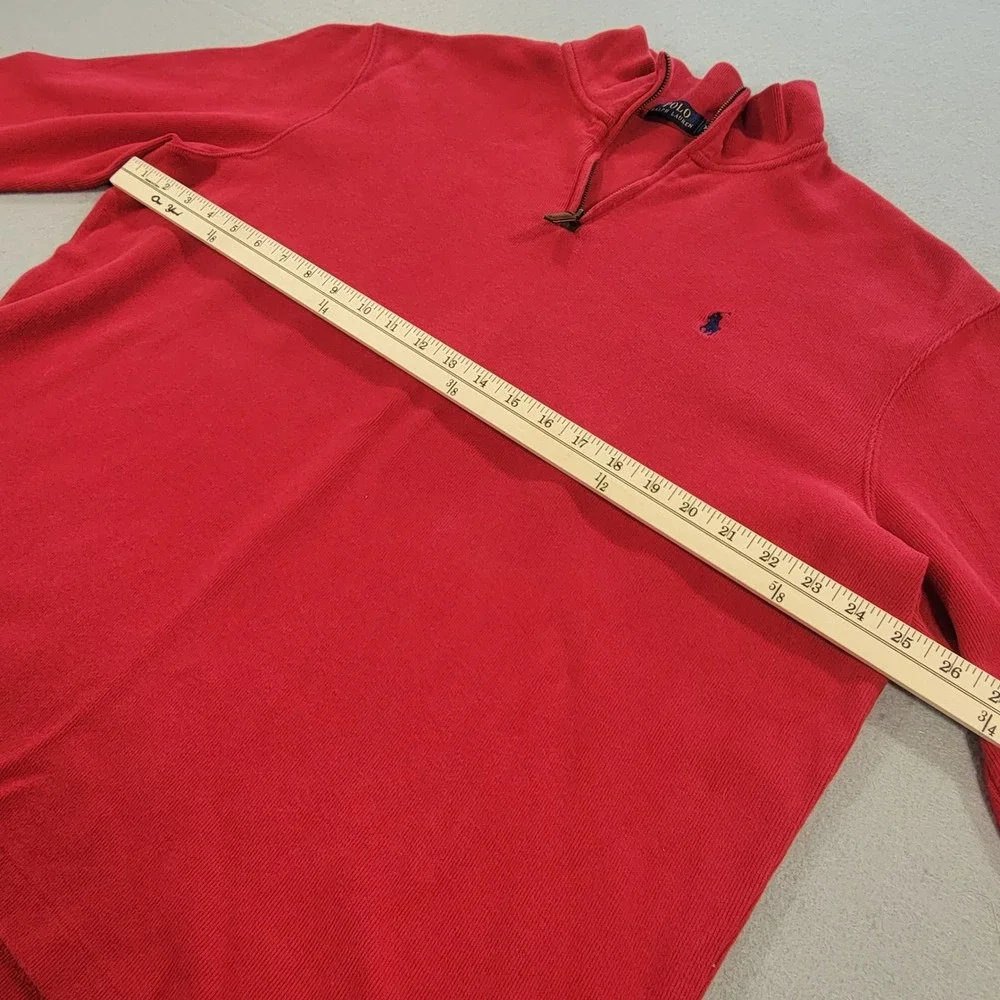 Polo Ralph Lauren 1/4 Zip Sweater Pullover Red Men's‎ Size XL Ribbed Cotton